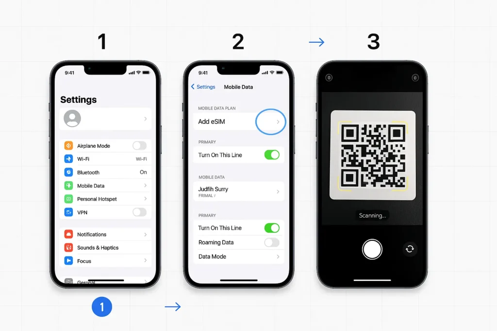 how to install esim iphone
