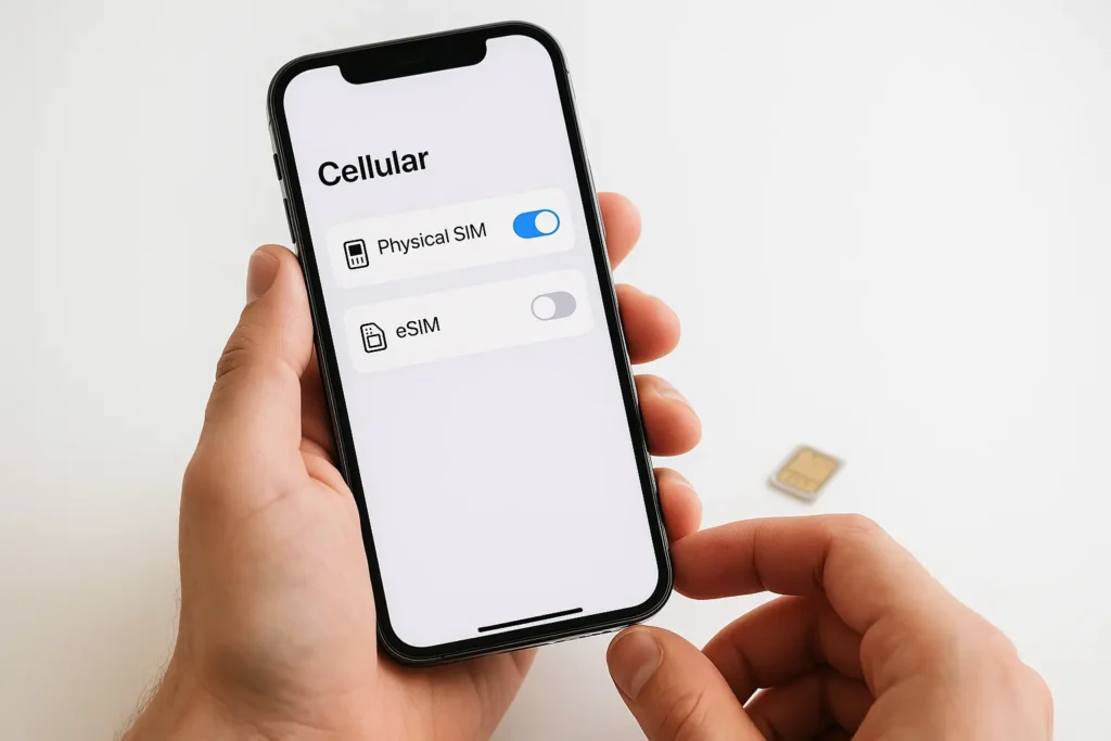switch between esim physical sim