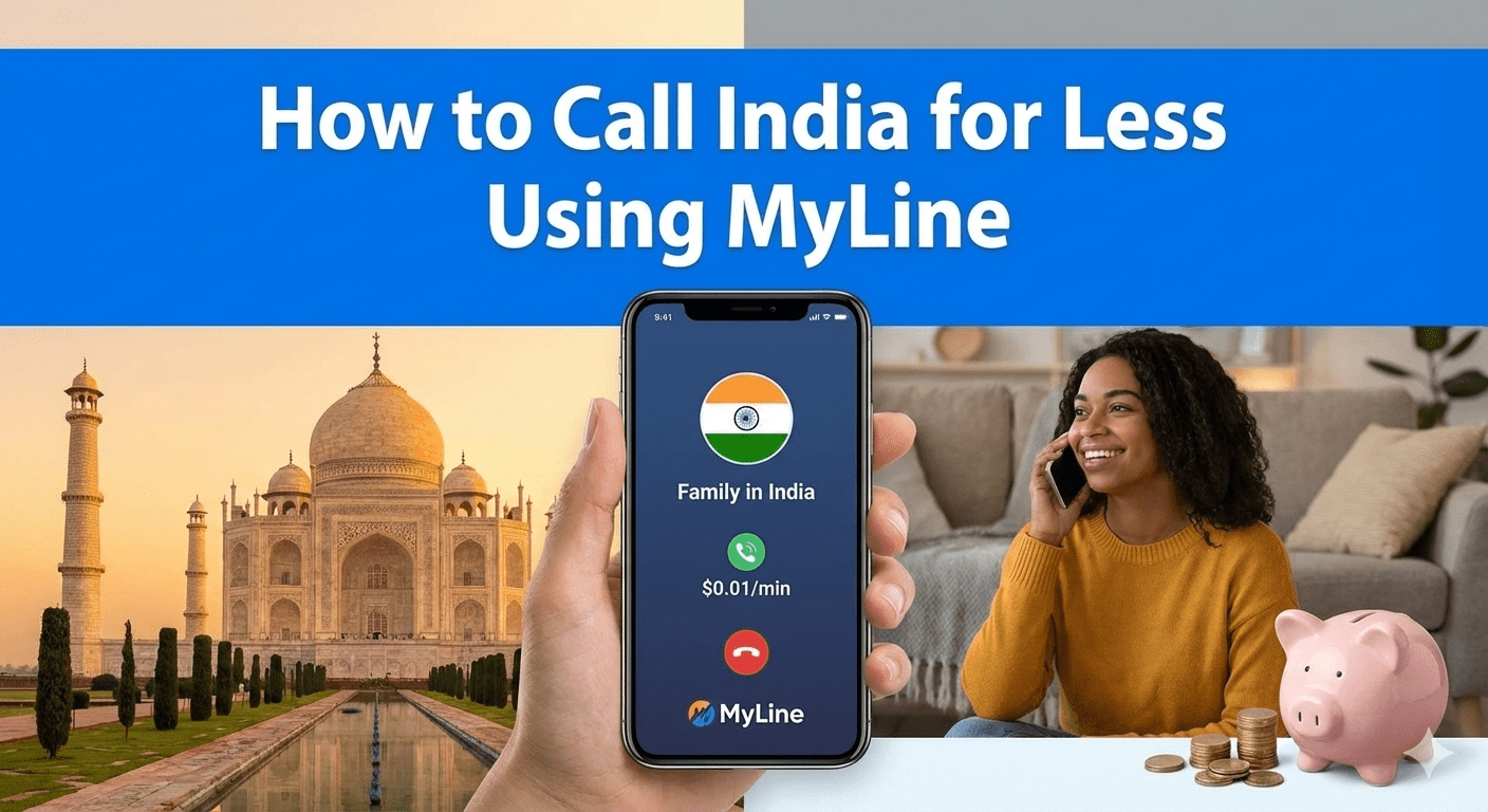 Person calling India cheaply with MyLine app